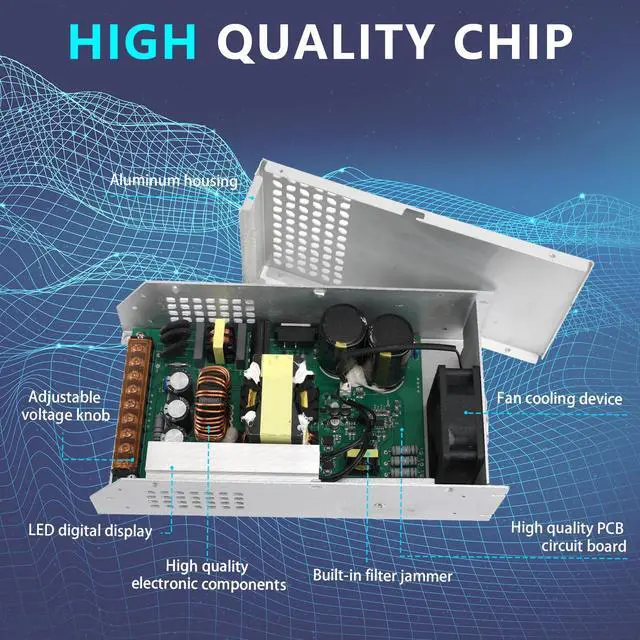 Alt view image 6 of 6 - DC 12V 100A 1200W Power Supply 110V AC to DC 12V Converter 100A 1200W Switching Power Supply for LED Strip Motor Pump CCTV Camera System Car Stereo 3D Printer