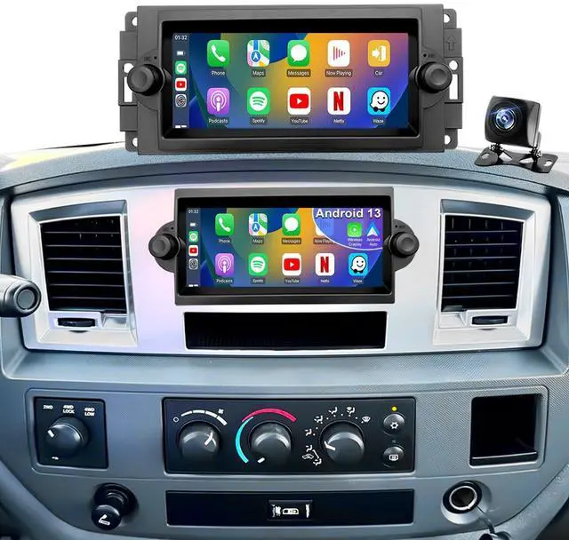 Main image of 5GWiFi Car Radio for Dodge Ram 1500/2500/3500 2006-2008, Durango Charger 2005-2007, Jeep Grand Cherokee 2005-2007, Commander 2006-2010, 6.8inch Touch Screen Stereo Wireless Carplay Android Auto GPS FM