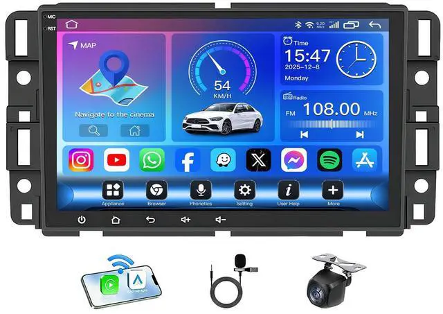 Main image of 4+64GB Upgrade QLED Radio for 2007-2013 Chevy Silverado: Tahoe Suburban with 8" FHD Touch Screen, Wireless CarPlay & Android Auto, GPS Navigation, 5G WiFi Bluetooth 5.4 Backup Camera SWC FM/AM/DSP