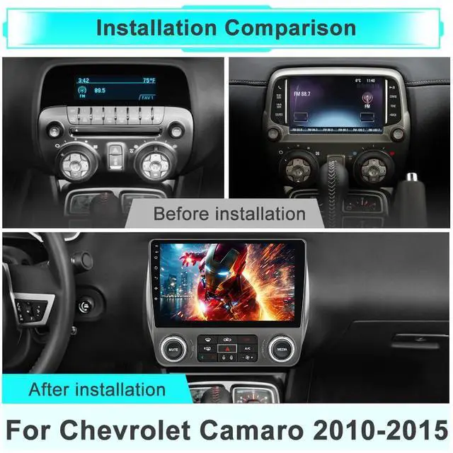 Alt view image 2 of 6 - Car Radio for Chevrolet Camaro 2010-2015 Android 15 with 9 inch Touchscreen 2GB+64GB Carplay, Android Auto, Online Navigation, SWC, WiFi, Bluetooth, FM/AM/Radio,DSP