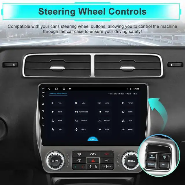 Alt view image 4 of 6 - Car Radio for Chevrolet Camaro 2010-2015 Android 15 with 9 inch Touchscreen 2GB+64GB Carplay, Android Auto, Online Navigation, SWC, WiFi, Bluetooth, FM/AM/Radio,DSP