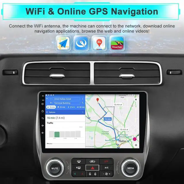 Alt view image 5 of 6 - Car Radio for Chevrolet Camaro 2010-2015 Android 15 with 9 inch Touchscreen 2GB+64GB Carplay, Android Auto, Online Navigation, SWC, WiFi, Bluetooth, FM/AM/Radio,DSP
