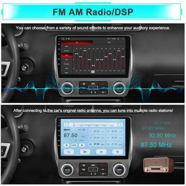 Alt view image 6 of 6 - Car Radio for Chevrolet Camaro 2010-2015 Android 15 with 9 inch Touchscreen 2GB+64GB Carplay, Android Auto, Online Navigation, SWC, WiFi, Bluetooth, FM/AM/Radio,DSP
