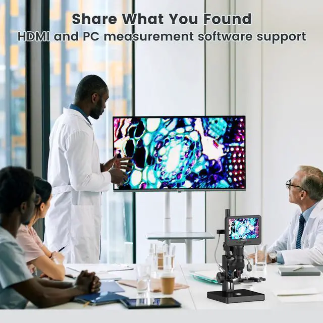 Alt view image 3 of 6 - LM266S 5 Lens 7" HDMI Digital Microscope 5000X for Adults, Lab Digital Biological Microscope with Screen for Slides, Mechanical X-Y Stage, UHD 2160P Video, LCD Full View Coin Camera, PC View, 32GB