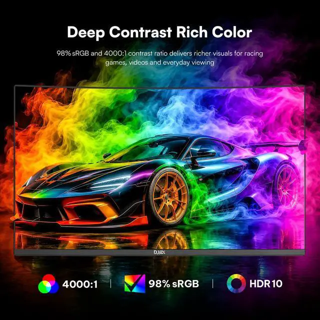Alt view image 4 of 6 - 24 Inch Curved 200hz Gaming Monitor, FHD 1080p Computer Monitor with 3000R, 4000:1 Contrast, 1ms Response Time, 98% sRGB, AMD FreeSync, Eye Care, HDMI 2.0 & DP 1.4, VESA Mount, for Game & Office