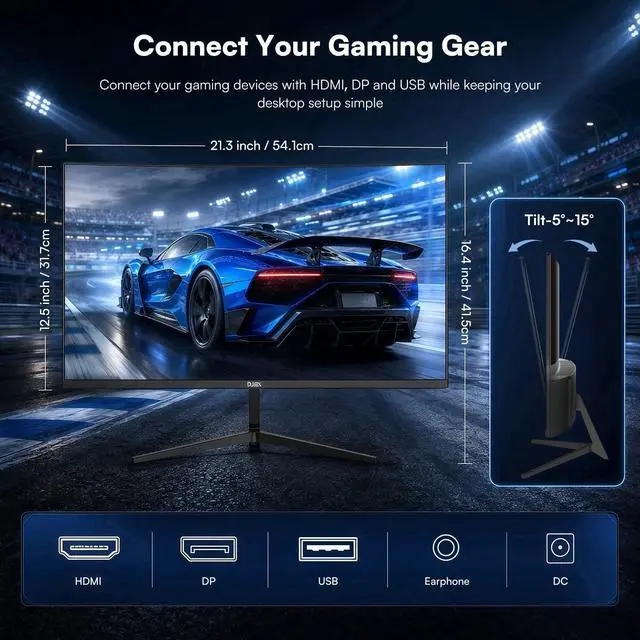 Alt view image 5 of 6 - 24 Inch Curved 200hz Gaming Monitor, FHD 1080p Computer Monitor with 3000R, 4000:1 Contrast, 1ms Response Time, 98% sRGB, AMD FreeSync, Eye Care, HDMI 2.0 & DP 1.4, VESA Mount, for Game & Office
