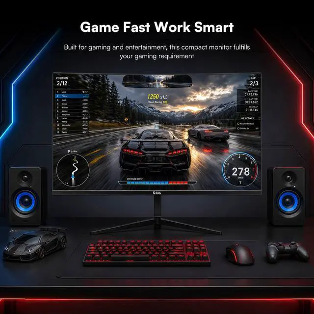Alt view image 6 of 6 - 24 Inch Curved 200hz Gaming Monitor, FHD 1080p Computer Monitor with 3000R, 4000:1 Contrast, 1ms Response Time, 98% sRGB, AMD FreeSync, Eye Care, HDMI 2.0 & DP 1.4, VESA Mount, for Game & Office