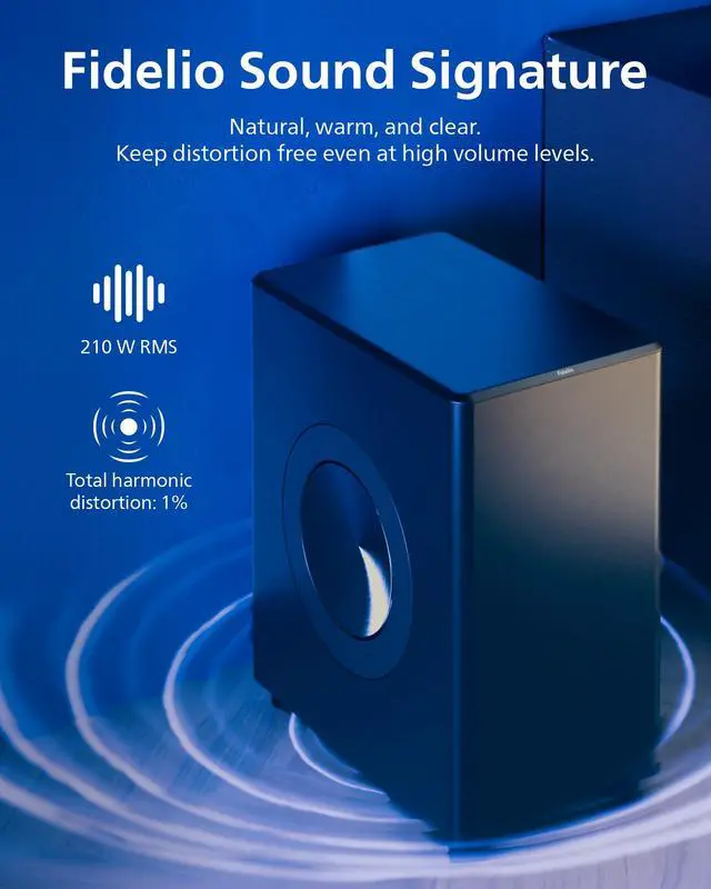Alt view image 4 of 6 - Fidelio FW1 Wireless Subwoofer for TV,Rich Bass Sound with DTS Play-Fi,Dual Passive-Radiator,420W Large Output,Smart Pairs,RCA Connection,Perfect for Movie and Music,Head-Turning Looks,Black