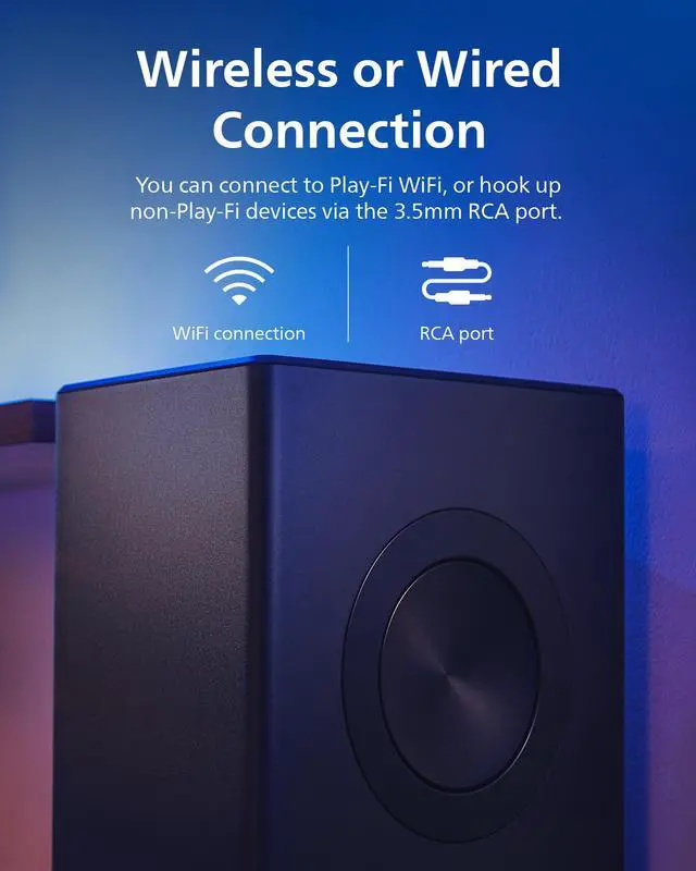 Alt view image 6 of 6 - Fidelio FW1 Wireless Subwoofer for TV,Rich Bass Sound with DTS Play-Fi,Dual Passive-Radiator,420W Large Output,Smart Pairs,RCA Connection,Perfect for Movie and Music,Head-Turning Looks,Black
