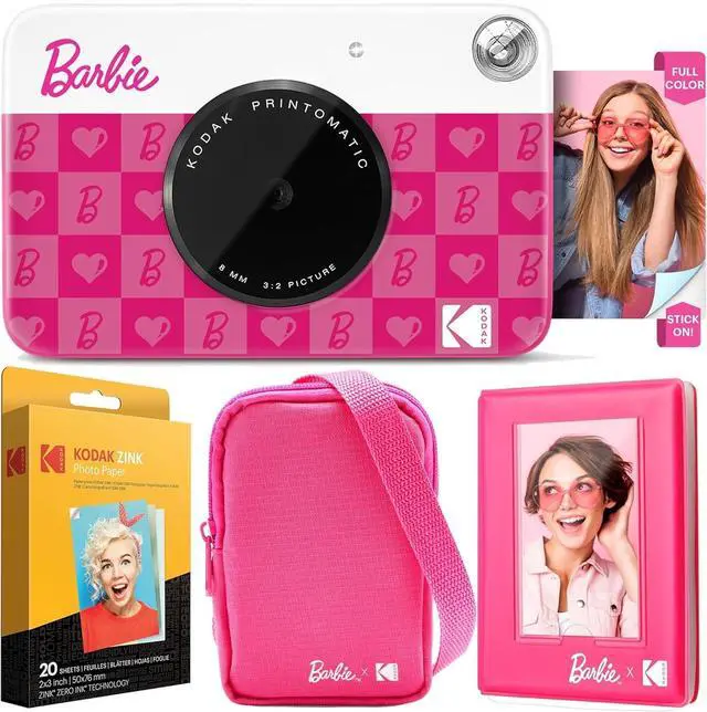 Main image of x Barbie Printomatic Full-Color Instant Print Digital Camera Barbie Deluxe Bundle (Iconic Style)+ Barbie Deluxe Camera Case + Barbie Photo Album + Zink Paper (20 Sheets)