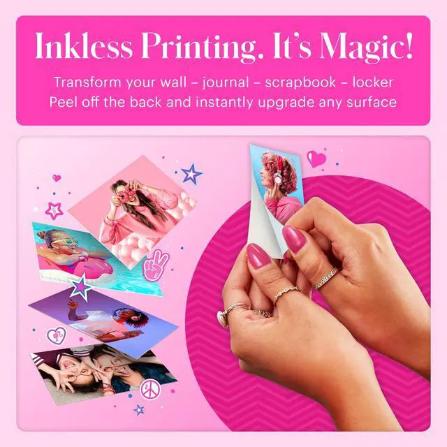 Alt view image 3 of 6 - x Barbie Printomatic Full-Color Instant Print Digital Camera Barbie Deluxe Bundle (Iconic Style)+ Barbie Deluxe Camera Case + Barbie Photo Album + Zink Paper (20 Sheets)