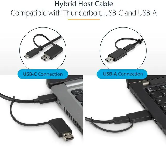 Alt view image 6 of 6 - Universal Laptop Docking Station, Hybrid USB-C/USB-A Dock, Dual 4K DP/HDMI, 100W PD, Mac/Windows/Chrome OS, NIC