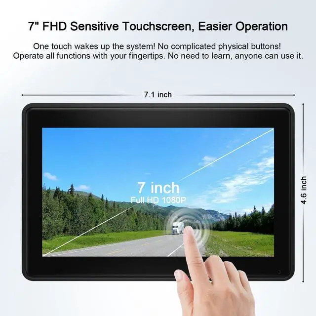 Alt view image 3 of 6 - 2 Magnetic Solar Wireless Backup Camera 7" IPS Touchscreen Monitor 1 Min DIY Install Portable Scratch-Proof No Drilling HD 1080P DVR Rechargeable Night Vision for Car RV Truck Camper - DCM702