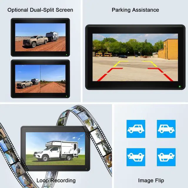 Alt view image 4 of 6 - 2 Magnetic Solar Wireless Backup Camera 7" IPS Touchscreen Monitor 1 Min DIY Install Portable Scratch-Proof No Drilling HD 1080P DVR Rechargeable Night Vision for Car RV Truck Camper - DCM702