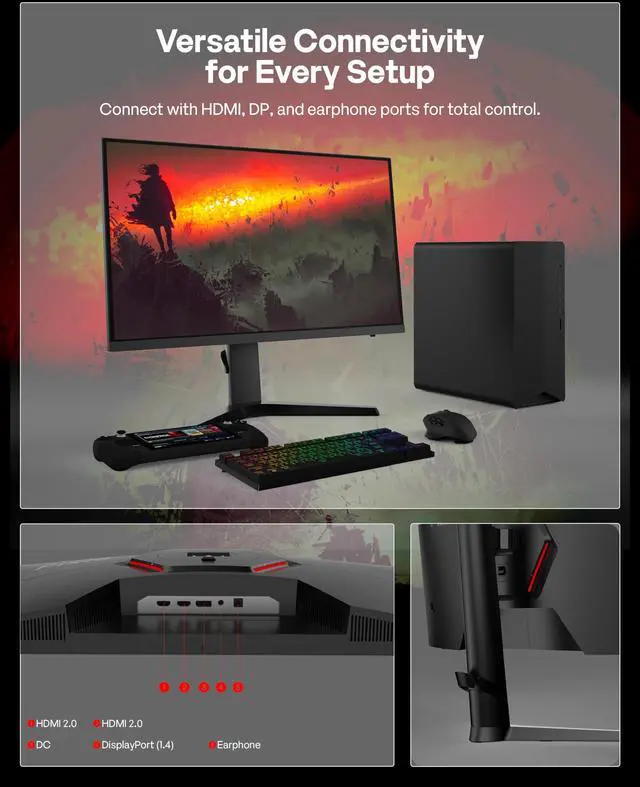 Alt view image 6 of 6 - PX277 Prime Neo V2 27 inch 200Hz Refresh Rate QHD 1440p Resolution Fast IPS Panel 1ms GTG Response Time Gaming Monitor with Adaptive Sync and Fully Adjustable Stand