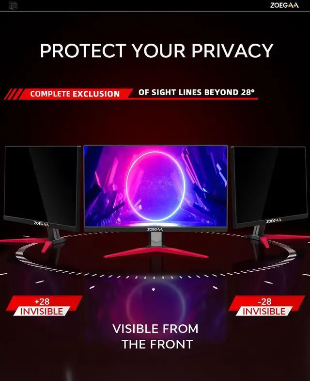 Alt view image 4 of 6 - 32 Inch Computer Privacy Screen for 16:9 Aspect Ratio Widescreen Monitor, Blue Light Eye Protection Anti Glare Computer Monitor Privacy Filter, Removable Anti-Scratch 32 inch Protector Film