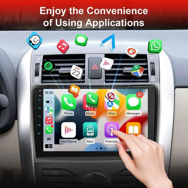 Alt view image 3 of 6 - Car Radio for Toyota Corolla 2009 2010 2011 2012 2013 Support Wireless Carpaly and Android Auto, 9 Inch IPS Touch Screen with Bluetooth/SWC/DSP/AM/FM