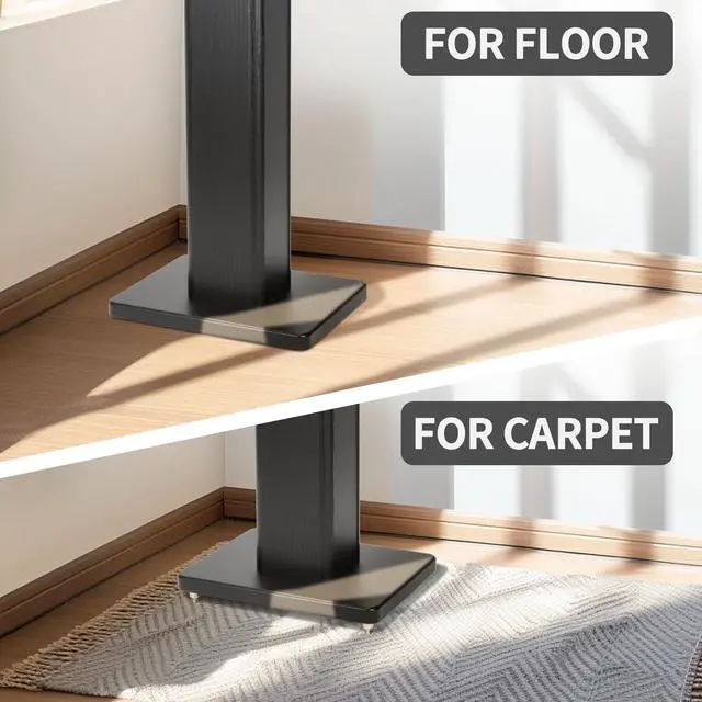 Alt view image 3 of 6 - 24 Inch Speaker Stands Wood Grain Universal Floor Speaker Stands Pair Heavy Duty Surround Sound Speaker Monitor Stand for Home Theater with Sand Filling Tuning Function - Black