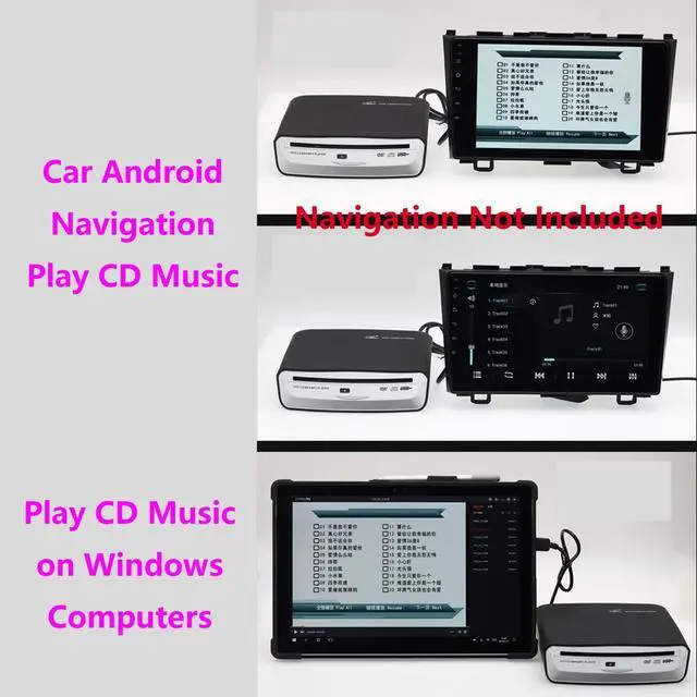 Alt view image 6 of 6 - Car External Universal CD Player USB External Car Slot-Load CD Player Compatible with Android Navigation (Android Version 4.4 and Above)/PC/TV-Plug and Play