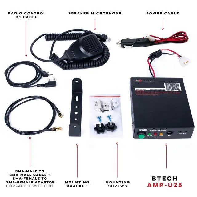 Alt view image 4 of 4 - AMP-U25 Amplifier | 20-40W Power Boost for UHF (400-480MHz) | Compatible with Handheld Radios | Amplifies Analog and Digital Modes | Ideal for Mobile, Field, & Home Use