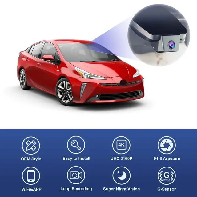 Alt view image 3 of 5 - 4K Dash Cam Suitable for Toyota Prius 2018-2022 (Part No#86466-47021) Gen4/XW50, Integrated OEM Look, UHD 2160P Video, Built-in WiFi & APP, Loop Recording, G-Sensor, Plug & Play, 64GB Card