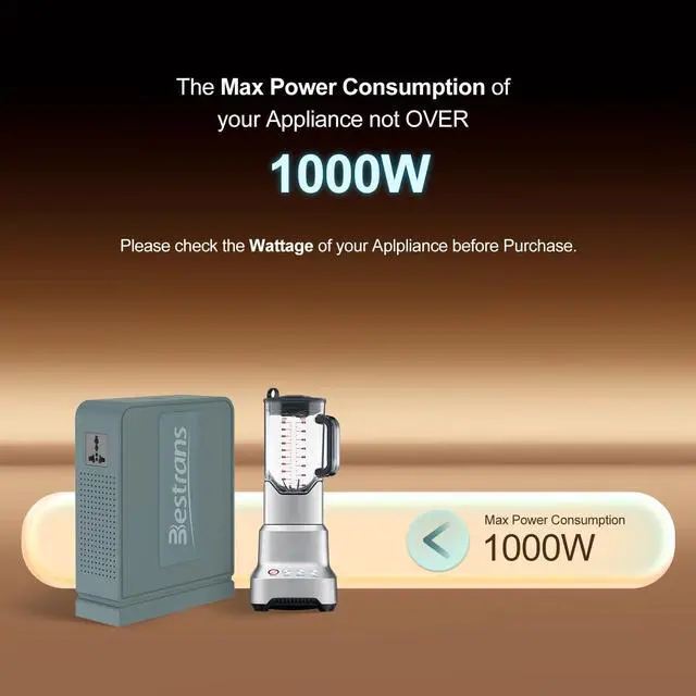 Main image of 1000W Step Up Transformer 110v to 220v Converter, Heavy Duty Voltage Converter 110v-120v to 220v-240v with Dual Outlets, Overload Protection & Ultra-Quiet for Home Appliances, Grey Green