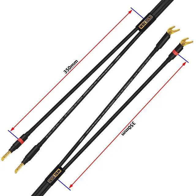 Alt view image 5 of 6 - 20 Foot WBC-GOLD-LOCAP-SPKR-14 AWG - Low-Capacitance - Low-Inductance - High Purity OFC - Audiophile HiFi Speaker Cable Pair with Eminence Gold Banana (x2) & Spade (x2) Plugs