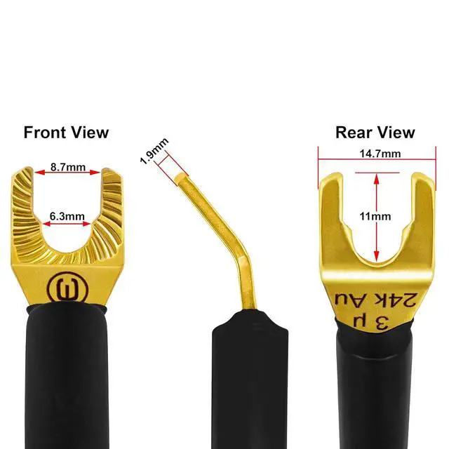 Alt view image 6 of 6 - 20 Foot WBC-GOLD-LOCAP-SPKR-14 AWG - Low-Capacitance - Low-Inductance - High Purity OFC - Audiophile HiFi Speaker Cable Pair with Eminence Gold Spade Plugs