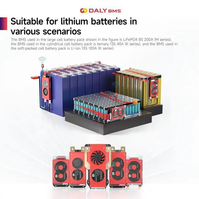 Alt view image 6 of 6 - Smart BMS 4S-16S 40A-500A with WiFi Module and CAN 485 Communication Protection Board for LifePO4 Lithium Battery Pack (Smart BMS 4S 12V,40A)
