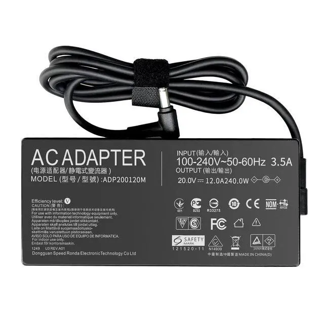 Alt view image 4 of 6 - 240W Charger Fit for Asus Rog Zephyrus G14 G15 M16 S15 S17, ADP-240EB B 20V 12A AC Adapter, Strix Scar 15 G533QS Gaming Laptop