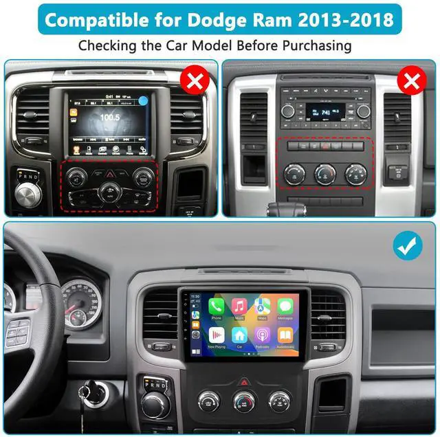 Alt view image 2 of 6 - Car Stereo Radio for Dodge RAM 1500 2500 3500 2013 2014 2015 2016 2017 2018, Android 13 2G+64G Head Unit for Ram, 9 inch IPS Touch Screen Wireless CarPlay/Android Auto Bluetooth WiFi, Backup Camera