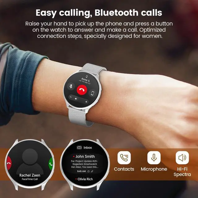 Alt view image 4 of 6 - Smart Watches for Women, 1.39" Fitness Tracker with Heart Rate, SpO2, Blood Pressure, Sleep Monitor, Make & Answer Calls, 110+ Sport Modes, Compatible with iPhone & Android (Silver)