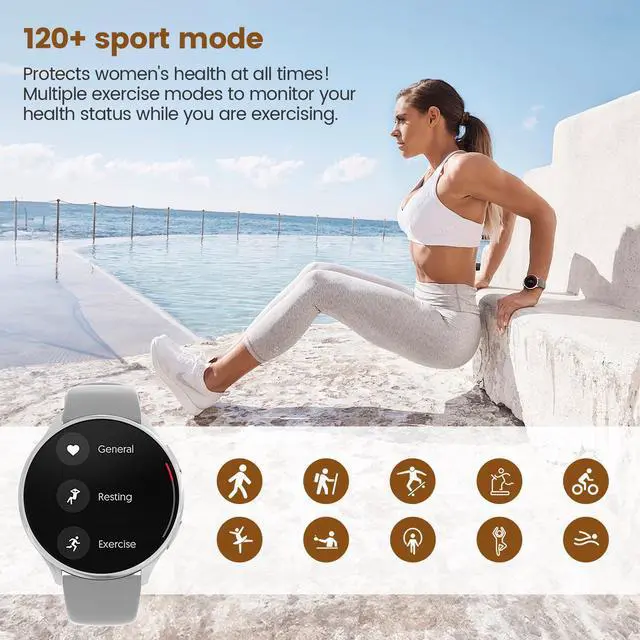 Alt view image 5 of 6 - Smart Watches for Women, 1.39" Fitness Tracker with Heart Rate, SpO2, Blood Pressure, Sleep Monitor, Make & Answer Calls, 110+ Sport Modes, Compatible with iPhone & Android (Silver)