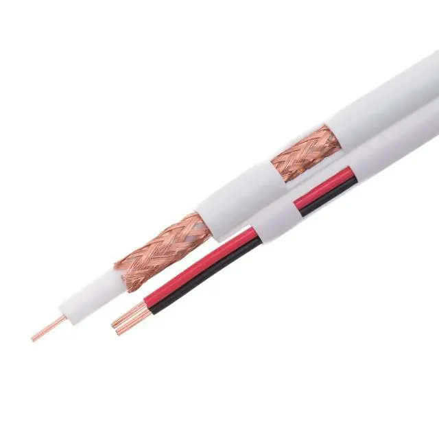 Alt view image 5 of 6 - 500ft RG59/U Siamese CCTV Cable 20AWG Coaxial + 18/2 Power Conductors, 95% Shielded Bulk Cable for Analog Security Camera Installations, White