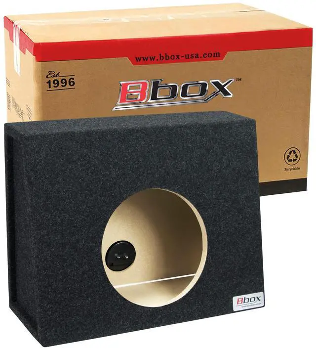 Main image of Bbox Single Sealed 12 Inch Wedge Shaped Subwoofer Enclosure - Universal Wedge Truck Enclosure - Premium Subwoofer Box Improves Audio Quality, Sound & Bass - Red & Black Spring Terminals