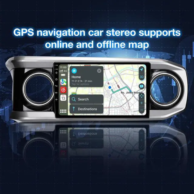 Alt view image 5 of 6 - Android 13 Car Stereo Head Unit Compatible with Toyota Tacoma 2016-2023, Touch Screen Car Radio with Wireless CarPlay&Android Auto, GPS/FM/WiFi/Bluetooth, 1080P Reverse Camera, SWC (Silver, 10 Inch)
