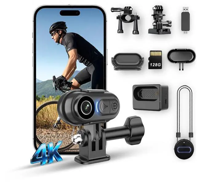 Main image of 4K Mini Body Camera - Thumb Sports Action Cam 128GB with Audio, Wearable Hands-Free Chest Pov Recording, Helmet Mount & Magnetic Personal Clip On Camcorders - For Cap Shirt Outoor Cycling Skiing