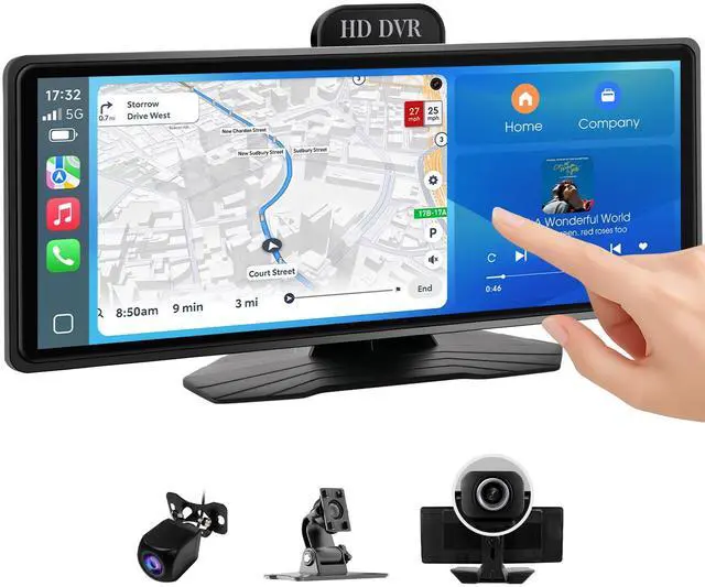 Main image of Portable Wireless Carplay Car Stereo, 10.26" HD Touchscreen for Car with CarPlay & Android Auto with Backup Camera, GPS, Bluetooth, Voice Control, Mirror Link, FM, AUX, Universal Fit