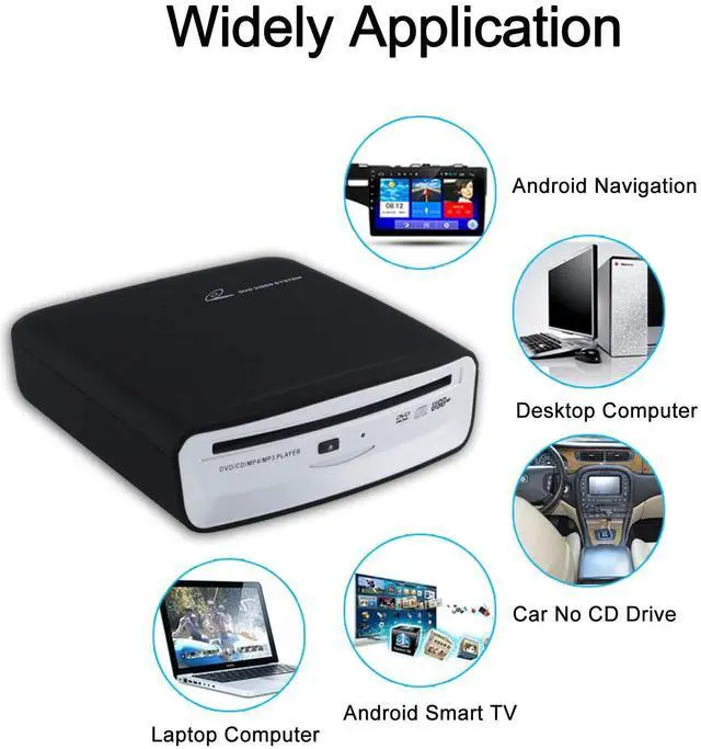 Alt view image 2 of 6 - Portable Universal CD Player for Car with USB Port AUX Port,USB External CD Player for Vehicle,Laptop,Desktop,TV,Mac,Computer,for Android 4.4 and Above Navigation