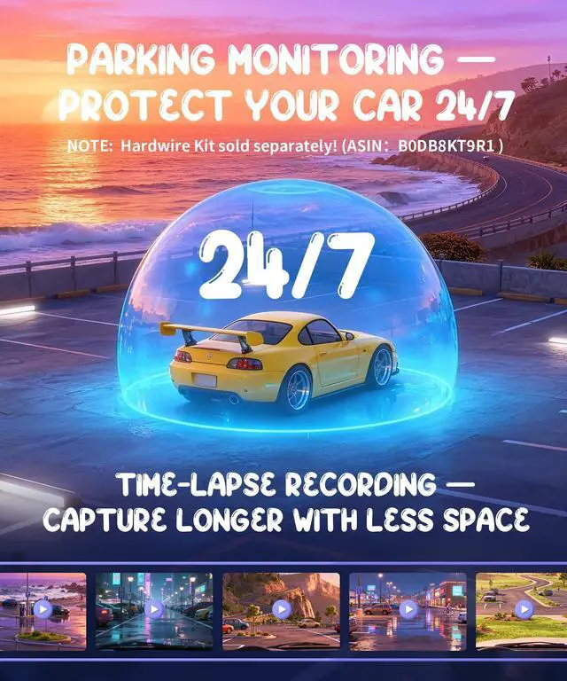 Alt view image 6 of 6 - Dash Cam 2K with Voice Control,Mini Spherical Front Dashcam, 360° Rotatable Mount,32G SD Card,Built-in WiFi and App,G-Sensor,NightEagle Engine, 24H Parking Monitor, Video Recorder for Cars