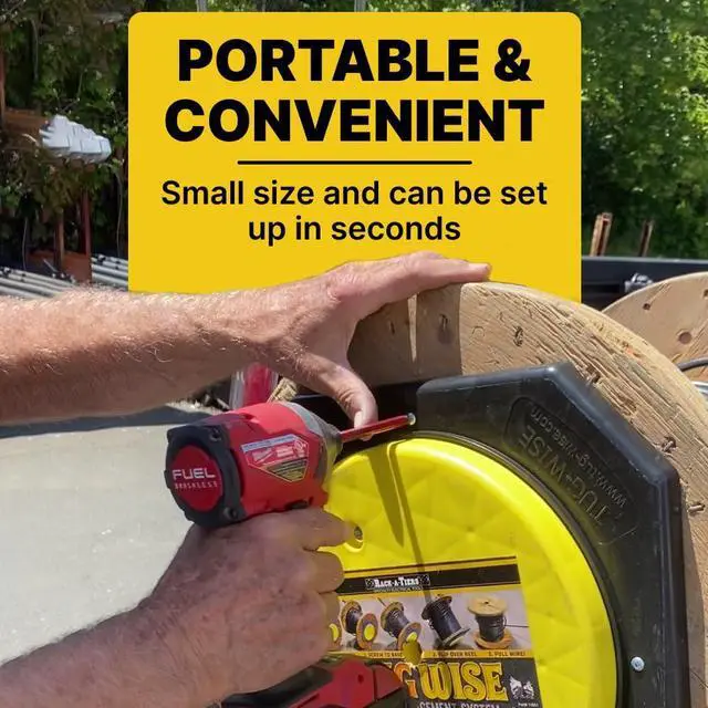 Alt view image 3 of 5 - Tug Wise - 1000 lb Heavy-Duty Wire Spool Dispenser, Lazy Susan Style Turntable, Portable 360° Cable Reel Spinner, Cable Drum Unwinder, Wire Rack, Spool Roller (#11931)