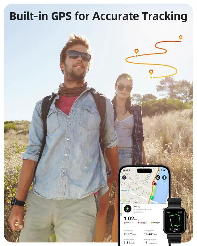 Alt view image 2 of 6 - Built-in GPS Smart Watch for Men Women with Bluetooth Calling, GPS Fitness Activity Tracker 100+ Sport Modes, Heart Rate Sleep Monitor, Waterproof Pedometer for Android & iPhone(Two Bands)