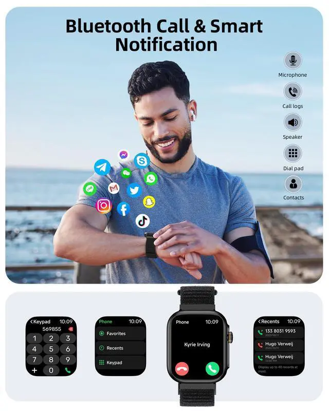Alt view image 3 of 6 - Built-in GPS Smart Watch for Men Women with Bluetooth Calling, GPS Fitness Activity Tracker 100+ Sport Modes, Heart Rate Sleep Monitor, Waterproof Pedometer for Android & iPhone(Two Bands)