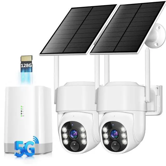 Main image of Security Cameras Wireless Outdoor 5G& 2.4G, No Subscription, 2 Cam-Kit,4MP Solar Powered Home Security Cameras System With 360°PTZ,128GB Local Storage,Color Night Vision WiFi Cameras for Home Security
