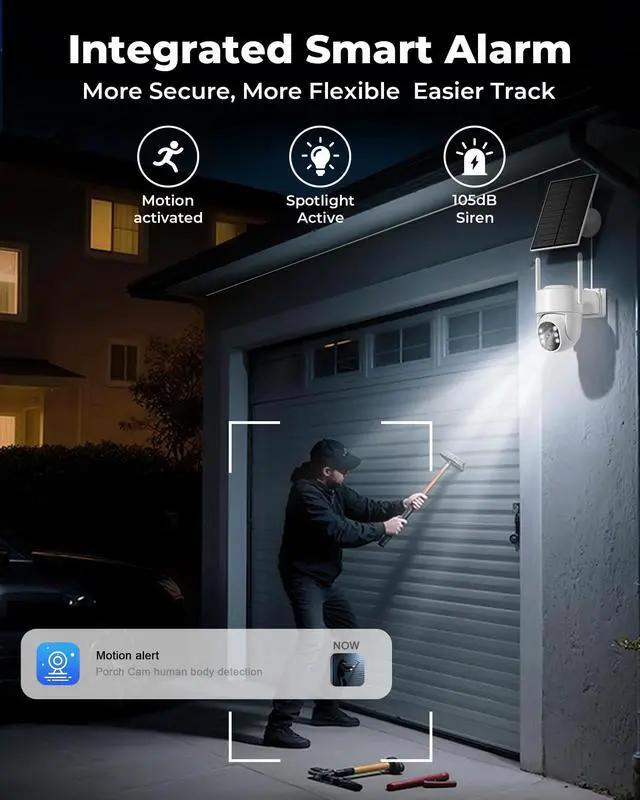 Alt view image 6 of 6 - Security Cameras Wireless Outdoor 5G& 2.4G, No Subscription, 2 Cam-Kit,4MP Solar Powered Home Security Cameras System With 360°PTZ,128GB Local Storage,Color Night Vision WiFi Cameras for Home Security