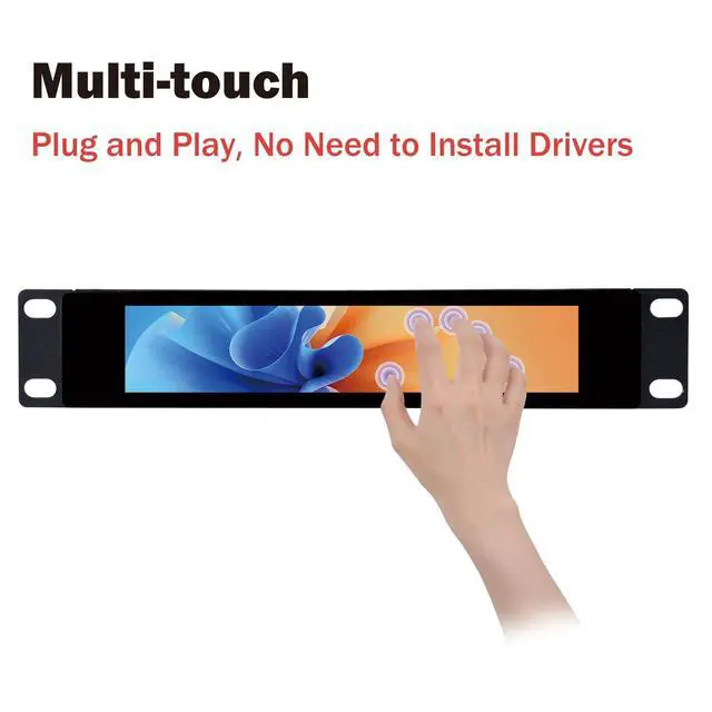 Alt view image 3 of 6 - 6.91 inch 1424x280 LCD Touch Screen 1U Rack Mount Monitor for DeskPi RackMate T0/T1/T2/T0 Plus/T1 Plus/TL1 Server Cabinet and 10 inch Server Rack