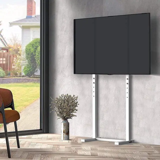 Alt view image 3 of 6 - Universal Against The Wall TV Stand Floor: Free Standing Mount Stand with Height Adjustable Bracket for TV Bench Compatible with 32-85 inch Flat Panel LED LCD Plasma Screens (White)