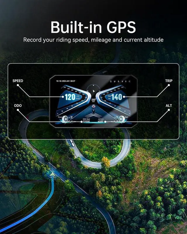 Alt view image 6 of 6 - Y5 5" Motorcycle Dash Cam Front and Rear, 1080P+1080P Motorcycle Camera, CarPlay & Android Auto, IP67 Waterproof, GPS & Parking Monitoring, 5GHz Wi-Fi & App, 64GB Card Included, Night Vision