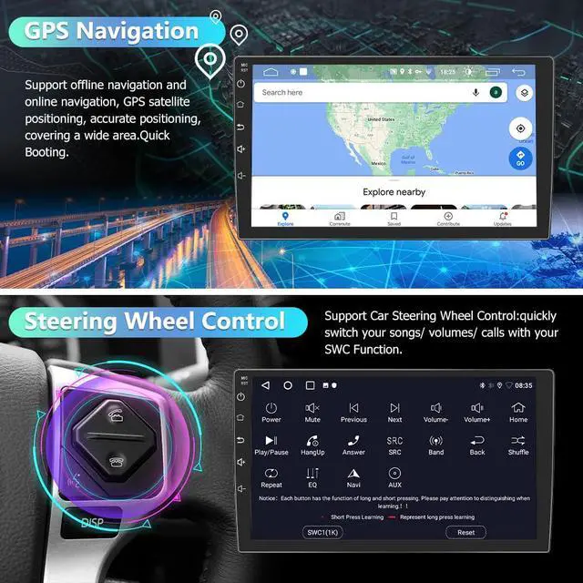 Alt view image 4 of 6 - Car Stereo Android 13 for Toyota Tundra 2007-2013 Sequoia 2008-2018,10.1 Inch Touch Screen 2+32GB Car Radio Wireless CarPlay GPS WiFi BT Mirror Link SWC AM/FM