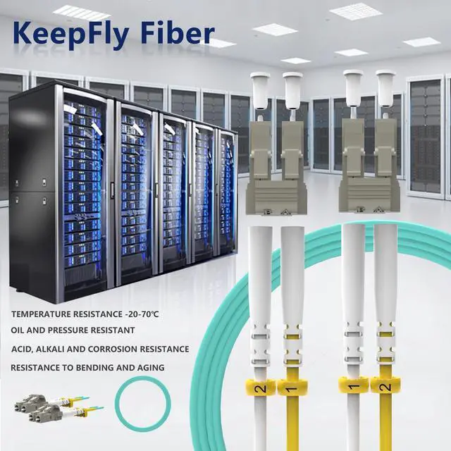 Alt view image 6 of 6 - OM4 LC to LC Fiber Patch Cable 75m/246ft, 10G/40G/100GB 50/125m Multimode Duplex MM Fiber Jumper Patch Cord LSZH(Aqua) - 75M(246ft)